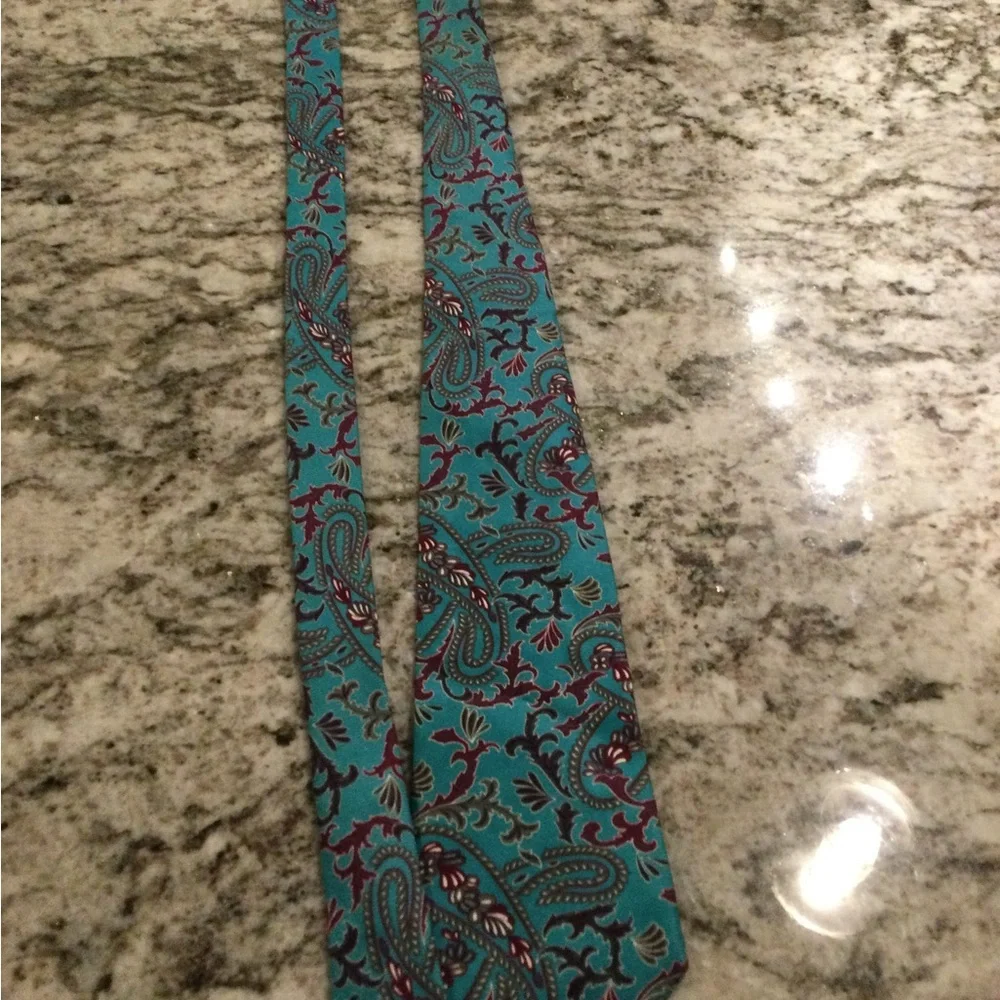 Dior Teal Paisley Tie with Burgundy and Olive Accents